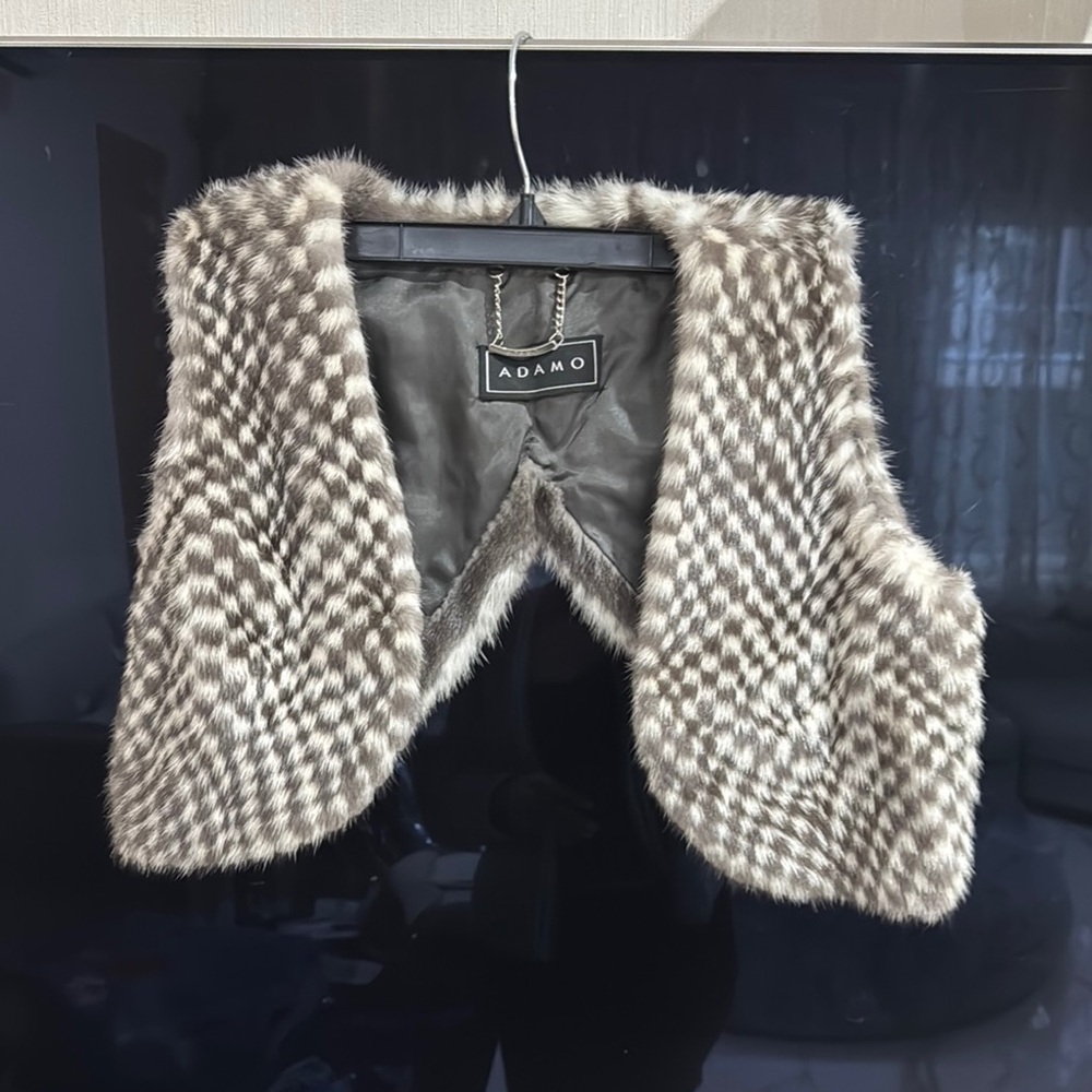 Adamo real mink Fur Vest in Brown and Cream